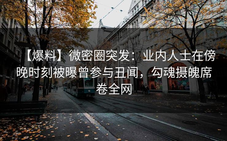 【爆料】微密圈突发：业内人士在傍晚时刻被曝曾参与丑闻，勾魂摄魄席卷全网
