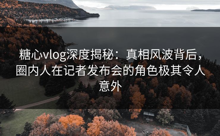 糖心vlog深度揭秘：真相风波背后，圈内人在记者发布会的角色极其令人意外
