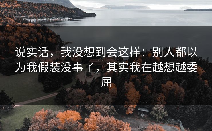 说实话，我没想到会这样：别人都以为我假装没事了，其实我在越想越委屈